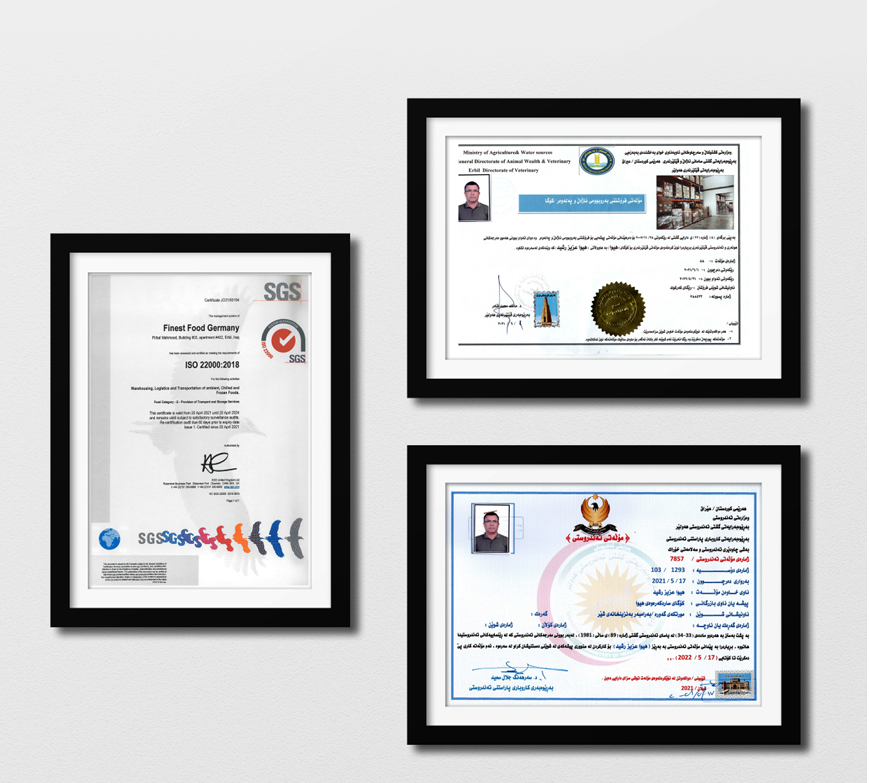FFG food safety and certification evidence